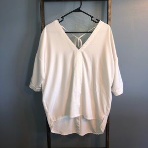 V-neck Open Back Blouse